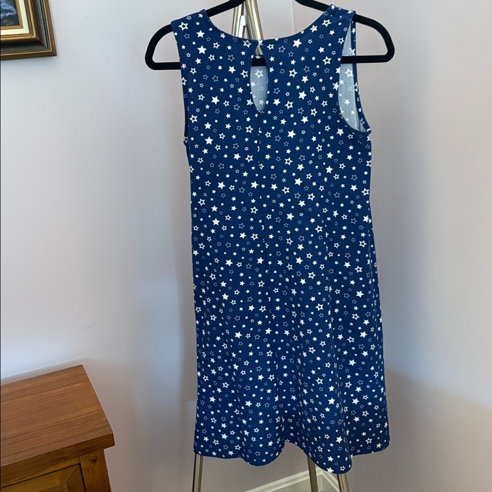 Allison Brittney Navy and White Star Print Sleeveless Dress - Picture 4 of 6